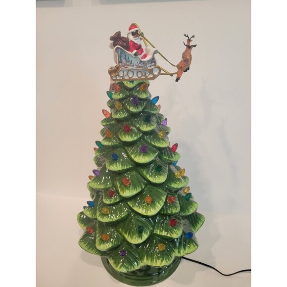 Mr. Christmas 16" Animated Ceramic Nostalgic Christmas Tree Rotating Black Santa - Picture 1 of 15